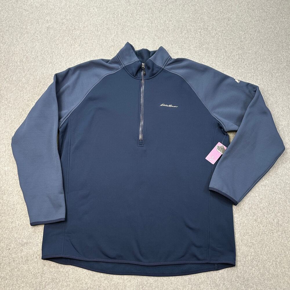 Eddie Bauer Jacket Mens T2XL Outpace Storm 1/2 Zip Fleece First Accent Navy Blue